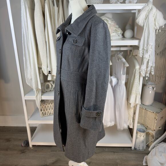 Kenneth Cole size 10 gray wool Peacoat, classic, wool blend office career SI-051 - Picture 2 of 13